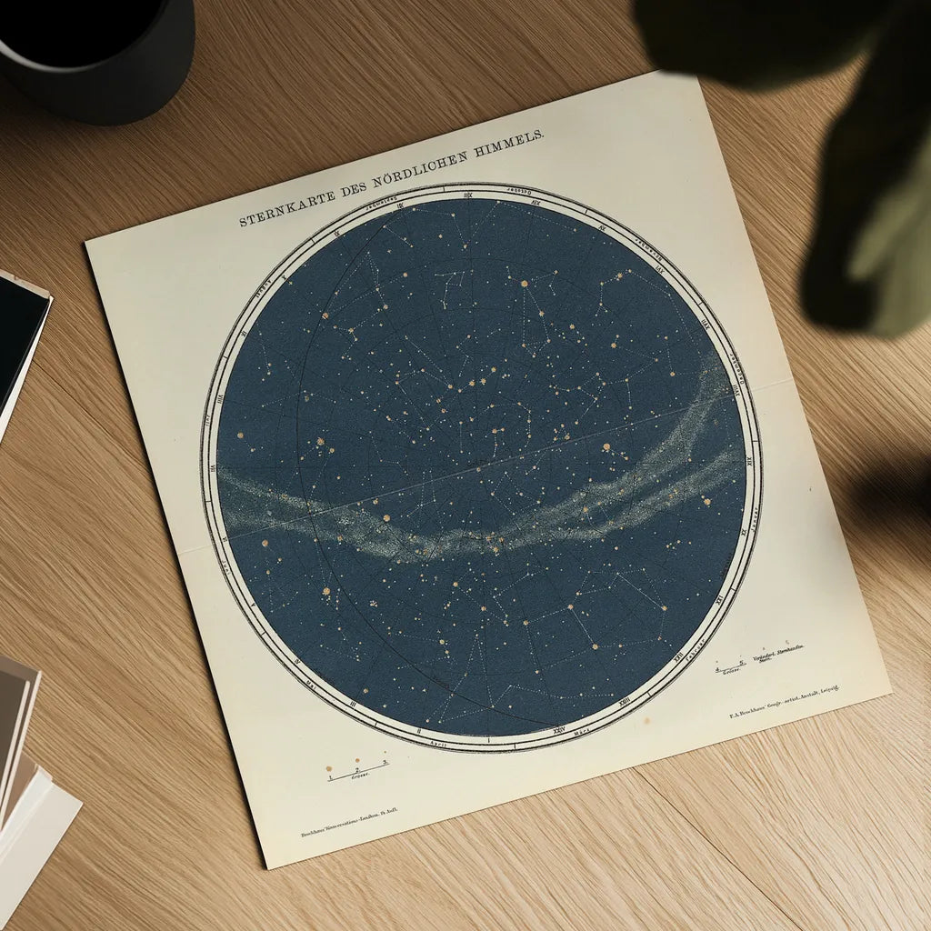 Celestial Sphere North by Wild Apple Portfolio. Shown as a detailed flat fine art print, highlighting archival giclee quality. Available as an archival giclee rolled canvas, fine art paper, or poster print. SKU 13048a.