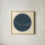 Celestial Sphere North by Wild Apple Portfolio. Shown in a natural wood glass frame for a timeless modern aesthetic. Available as an archival giclee rolled canvas, fine art paper, or poster print. SKU 13048a.