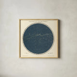 Celestial Sphere South Square by Wild Apple Portfolio. Shown in a natural wood glass frame for a timeless modern aesthetic. Available as an archival giclee rolled canvas, fine art paper, or poster print. SKU 72642a.