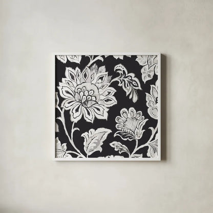 Ceylon Gardens III BW by Wild Apple Portfolio. Shown in a crisp white glass frame for a clean and minimalist style. Available as an archival giclee rolled canvas, fine art paper, or poster print. SKU 75654a.