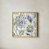 Ceylon Gardens III Black and Gold by Wild Apple Portfolio. Shown in a natural wood glass frame for a timeless modern aesthetic. Available as an archival giclee rolled canvas, fine art paper, or poster print. SKU 28728a.