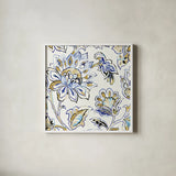 Ceylon Gardens III Black and Gold by Wild Apple Portfolio. Shown in a crisp white glass frame for a clean and minimalist style. Available as an archival giclee rolled canvas, fine art paper, or poster print. SKU 28728a.