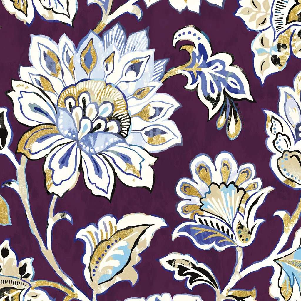 Ceylon Gardens III Plum by Wild Apple Portfolio. SKU 51741a. Archival Giclee Fine art print for wall decor.