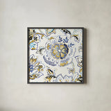 Ceylon Gardens IV Black and Gold by Wild Apple Portfolio. Shown in a sleek black glass frame for a contemporary gallery look. Available as an archival giclee rolled canvas, fine art paper, or poster print. SKU 28729a.