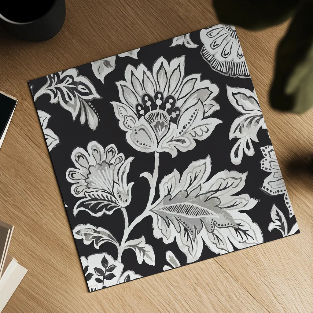 Ceylon Gardens V BW by Wild Apple Portfolio. Shown as a detailed flat fine art print, highlighting archival giclee quality. Available as an archival giclee rolled canvas, fine art paper, or poster print. SKU 75655a.