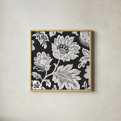 Ceylon Gardens V BW by Wild Apple Portfolio. Shown in a natural wood glass frame for a timeless modern aesthetic. Available as an archival giclee rolled canvas, fine art paper, or poster print. SKU 75655a.