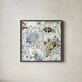 Ceylon Gardens VI Black and Gold by Wild Apple Portfolio. Shown in a sleek black glass frame for a contemporary gallery look. Available as an archival giclee rolled canvas, fine art paper, or poster print. SKU 28731a.