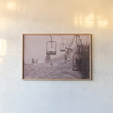 Chairlifts At Aspen by Wild Apple Portfolio. shown as a paper print in a natural frame. Available as a archival giclee rolled canvas, fine art paper, or poster print. SKU 104288i.