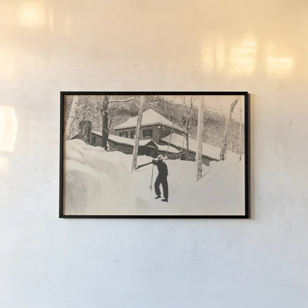 Chalet Day by Wild Apple Portfolio. shown as a paper print in a black flame. Available as a archival giclee rolled canvas, fine art paper, or poster print. SKU 89984i.