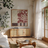 Chatsworth Marsala I by Wild Apple Portfolio. Shown in a natural wood frame in a cozy modern living room. Available as an archival giclee rolled canvas, fine art paper, or poster print. SKU 41702a.