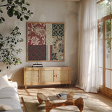 Chatsworth Marsala III by Wild Apple Portfolio. Shown in a natural wood frame in a cozy modern living room. Available as an archival giclee rolled canvas, fine art paper, or poster print. SKU 41704a.
