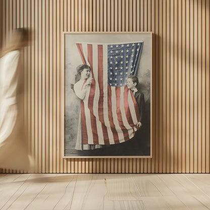 Children With American Flag by Wild Apple Portfolio. shown as over sized large wall art. Available as an archival giclee rolled canvas, fine art paper, or poster print. SKU 99050h.