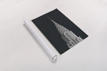 Chrysler Building on Black by Wild Apple Portfolio. shown as a rolled paper print. Available as archival giclee rolled canvas, fine art paper, or poster print. SKU 68472h.