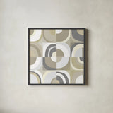 Circle Quartet Achroma by Wild Apple Portfolio. Shown in a sleek black glass frame for a contemporary gallery look. Available as an archival giclee rolled canvas, fine art paper, or poster print. SKU 30006a.