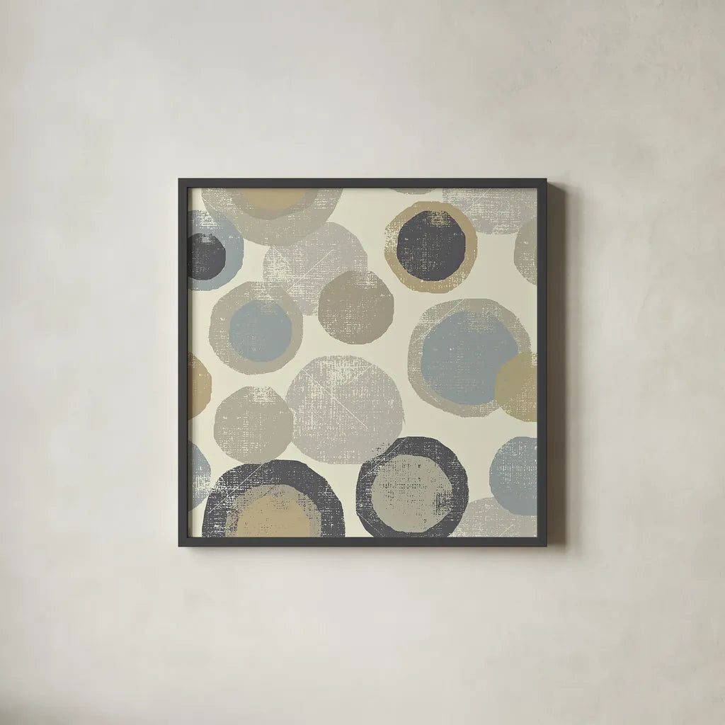 Circles Archroma by Wild Apple Portfolio. Shown in a sleek black glass frame for a contemporary gallery look. Available as an archival giclee rolled canvas, fine art paper, or poster print. SKU 30068a.