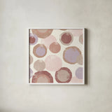 Circles Blush by Wild Apple Portfolio. Shown in a crisp white glass frame for a clean and minimalist style. Available as an archival giclee rolled canvas, fine art paper, or poster print. SKU 42735a.