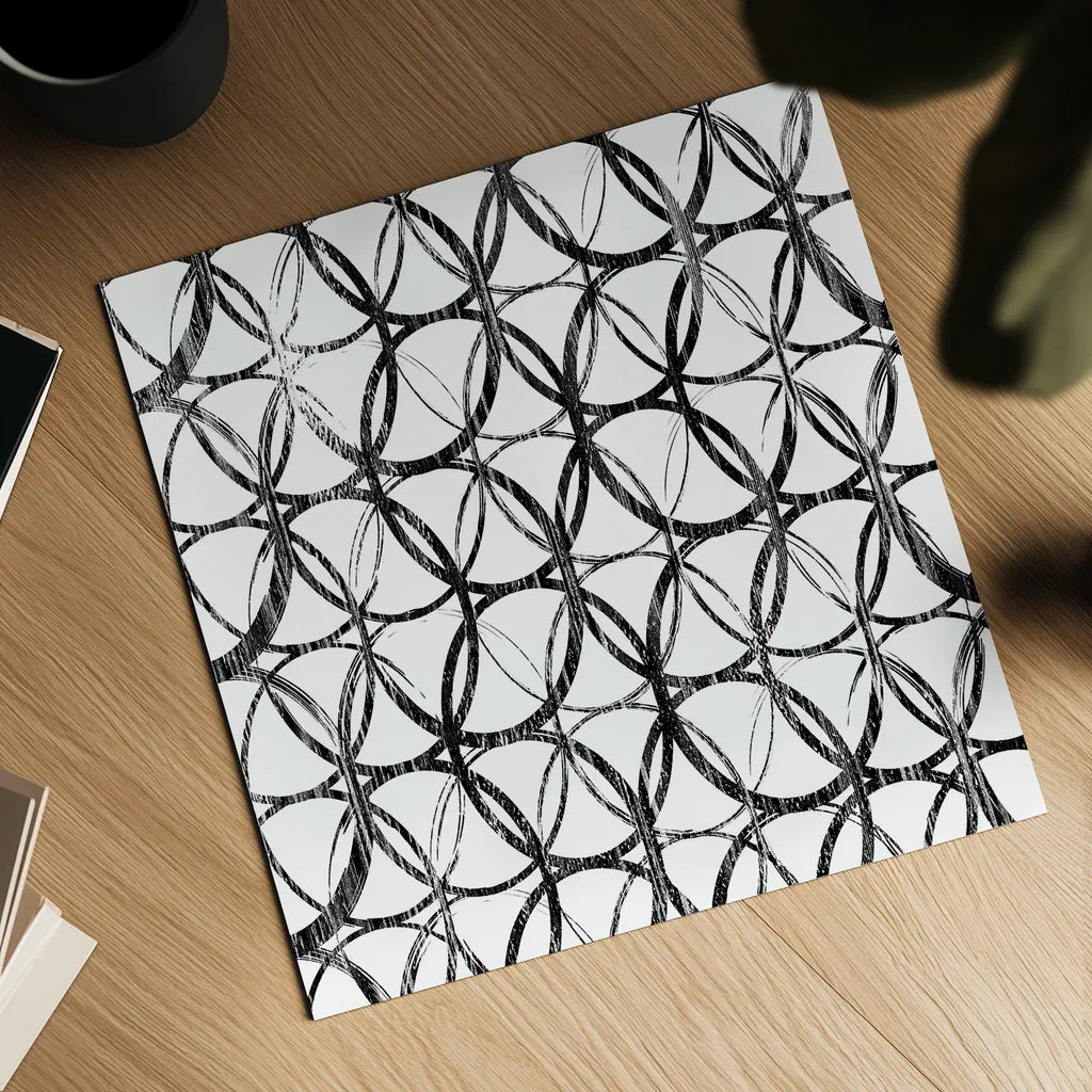 Circles White Square II by Wild Apple Portfolio. Shown as a detailed flat fine art print, highlighting archival giclee quality. Available as an archival giclee rolled canvas, fine art paper, or poster print. SKU 21182a.