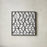 Circles White Square II by Wild Apple Portfolio. Shown in a sleek black glass frame for a contemporary gallery look. Available as an archival giclee rolled canvas, fine art paper, or poster print. SKU 21182a.