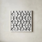 Circles White Square II by Wild Apple Portfolio. Shown in a crisp white glass frame for a clean and minimalist style. Available as an archival giclee rolled canvas, fine art paper, or poster print. SKU 21182a.