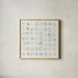 Circles on White by Wild Apple Portfolio. Shown in a natural wood glass frame for a timeless modern aesthetic. Available as an archival giclee rolled canvas, fine art paper, or poster print. SKU 71757a.