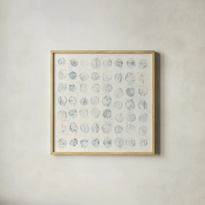 Circles on White by Wild Apple Portfolio. Shown in a natural wood glass frame for a timeless modern aesthetic. Available as an archival giclee rolled canvas, fine art paper, or poster print. SKU 71757a.