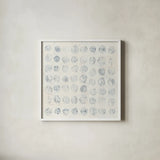 Circles on White by Wild Apple Portfolio. Shown in a crisp white glass frame for a clean and minimalist style. Available as an archival giclee rolled canvas, fine art paper, or poster print. SKU 71757a.