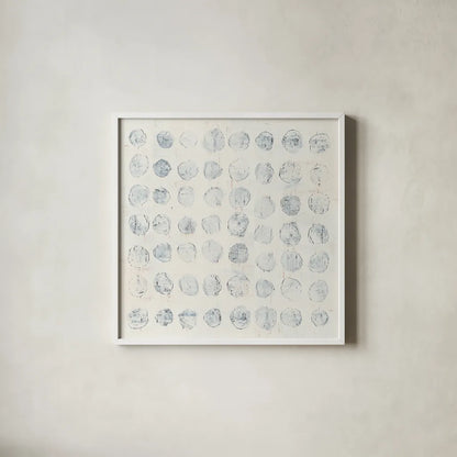 Circles on White by Wild Apple Portfolio. Shown in a crisp white glass frame for a clean and minimalist style. Available as an archival giclee rolled canvas, fine art paper, or poster print. SKU 71757a.