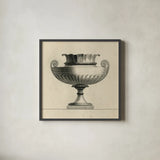 Classical Urns VI by Wild Apple Portfolio. Shown in a sleek black glass frame for a contemporary gallery look. Available as an archival giclee rolled canvas, fine art paper, or poster print. SKU 104691a.