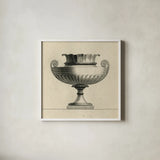 Classical Urns VI by Wild Apple Portfolio. Shown in a crisp white glass frame for a clean and minimalist style. Available as an archival giclee rolled canvas, fine art paper, or poster print. SKU 104691a.