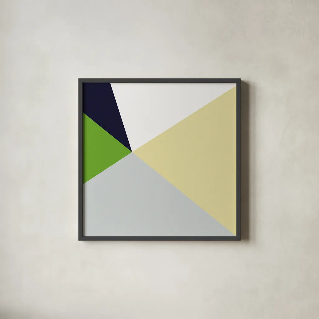 Color Block II Bright by Wild Apple Portfolio. Shown in a sleek black glass frame for a contemporary gallery look. Available as an archival giclee rolled canvas, fine art paper, or poster print. SKU 52644a.