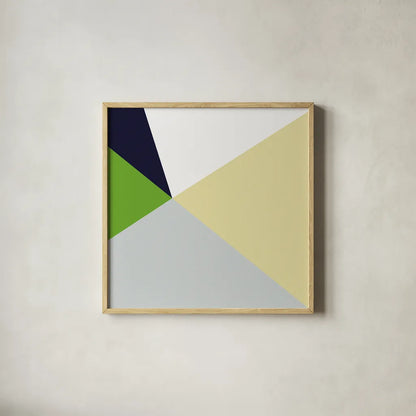 Color Block II Bright by Wild Apple Portfolio. Shown in a natural wood glass frame for a timeless modern aesthetic. Available as an archival giclee rolled canvas, fine art paper, or poster print. SKU 52644a.