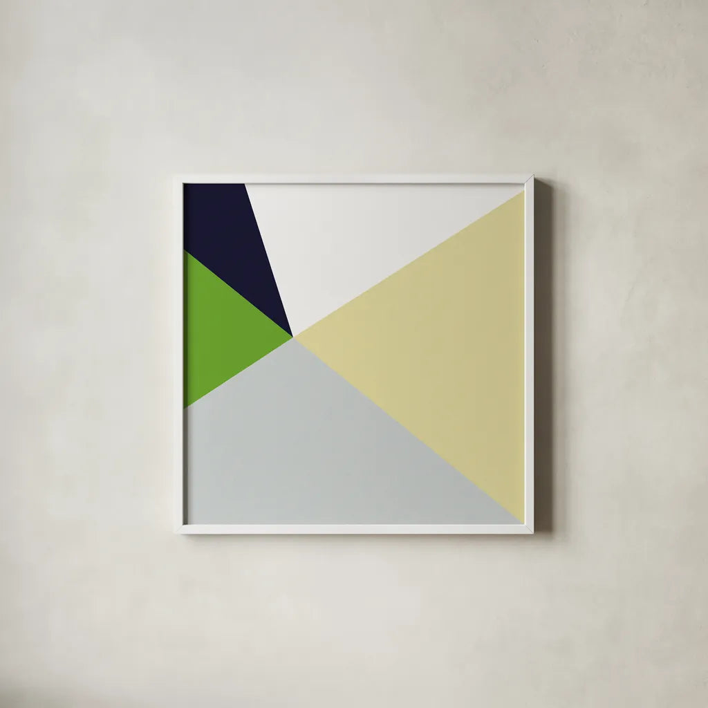 Color Block II Bright by Wild Apple Portfolio. Shown in a crisp white glass frame for a clean and minimalist style. Available as an archival giclee rolled canvas, fine art paper, or poster print. SKU 52644a.