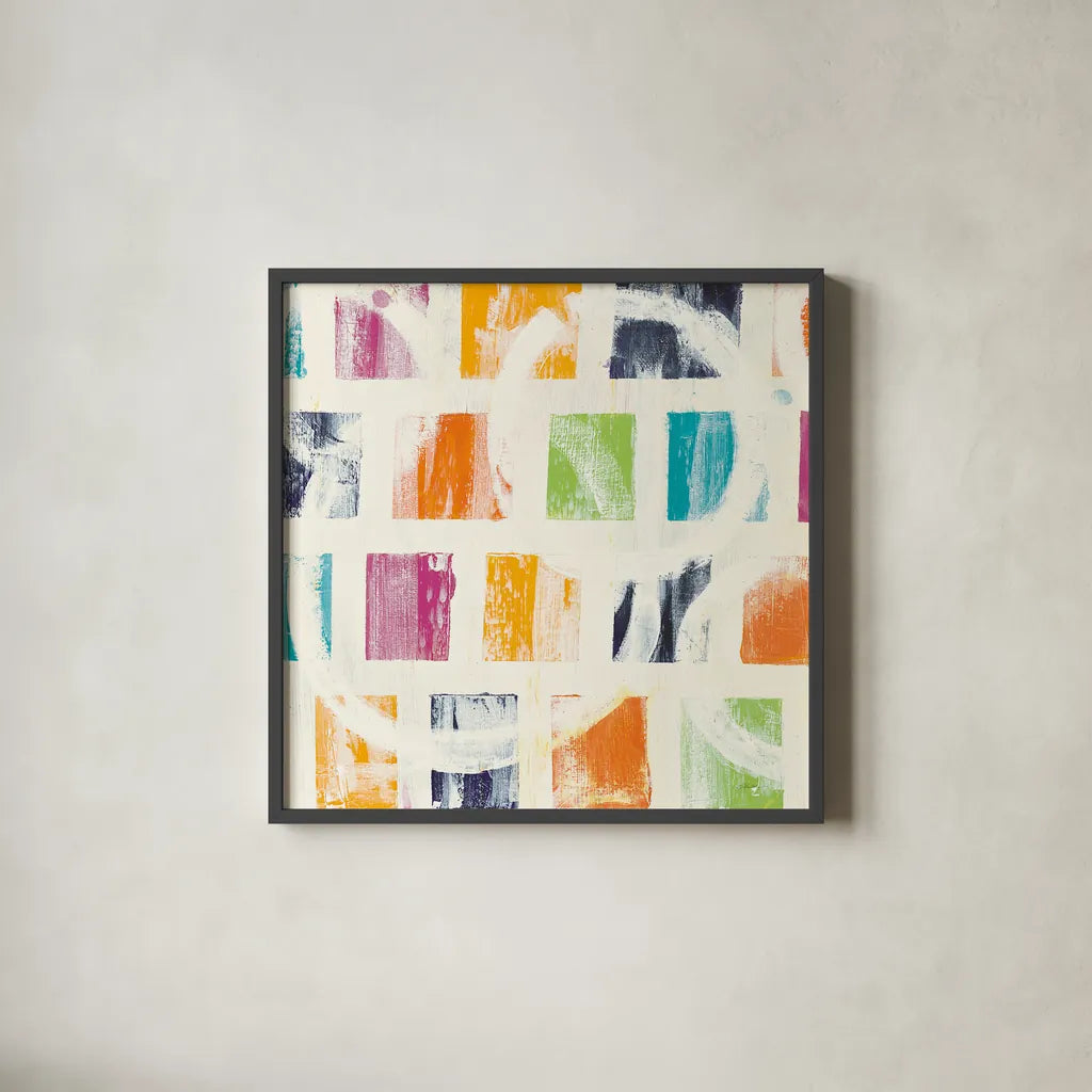 Color Block II Crop by Wild Apple Portfolio. Shown in a sleek black glass frame for a contemporary gallery look. Available as an archival giclee rolled canvas, fine art paper, or poster print. SKU 29184a.