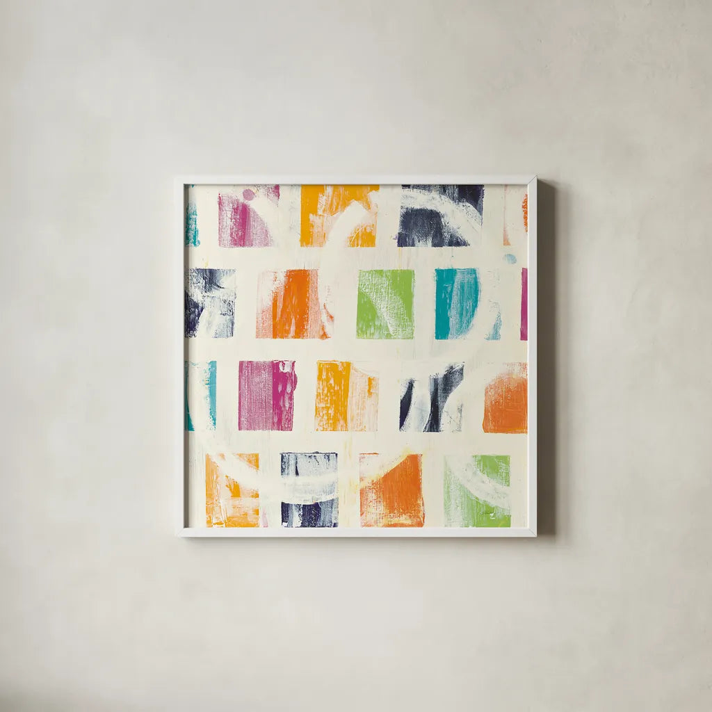 Color Block II Crop by Wild Apple Portfolio. Shown in a crisp white glass frame for a clean and minimalist style. Available as an archival giclee rolled canvas, fine art paper, or poster print. SKU 29184a.