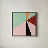 Color Block III Bright by Wild Apple Portfolio. Shown in a sleek black glass frame for a contemporary gallery look. Available as an archival giclee rolled canvas, fine art paper, or poster print. SKU 52645a.