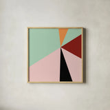 Color Block III Bright by Wild Apple Portfolio. Shown in a natural wood glass frame for a timeless modern aesthetic. Available as an archival giclee rolled canvas, fine art paper, or poster print. SKU 52645a.