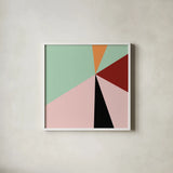 Color Block III Bright by Wild Apple Portfolio. Shown in a crisp white glass frame for a clean and minimalist style. Available as an archival giclee rolled canvas, fine art paper, or poster print. SKU 52645a.