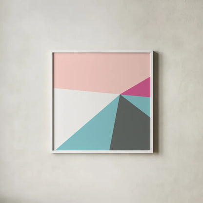 Color Block IV Bright by Wild Apple Portfolio. Shown in a crisp white glass frame for a clean and minimalist style. Available as an archival giclee rolled canvas, fine art paper, or poster print. SKU 52646a.