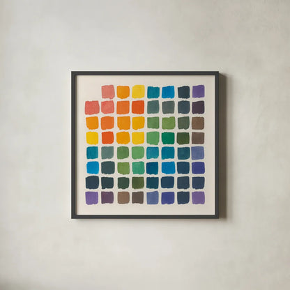 Color Chart by Wild Apple Portfolio. Shown in a sleek black glass frame for a contemporary gallery look. Available as an archival giclee rolled canvas, fine art paper, or poster print. SKU 74151a.