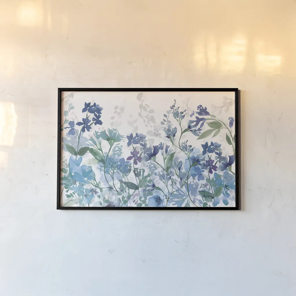 Colors of the Garden Cool Shadows by Wild Apple Portfolio. shown as a paper print in a black flame. Available as a archival giclee rolled canvas, fine art paper, or poster print. SKU 36008i.