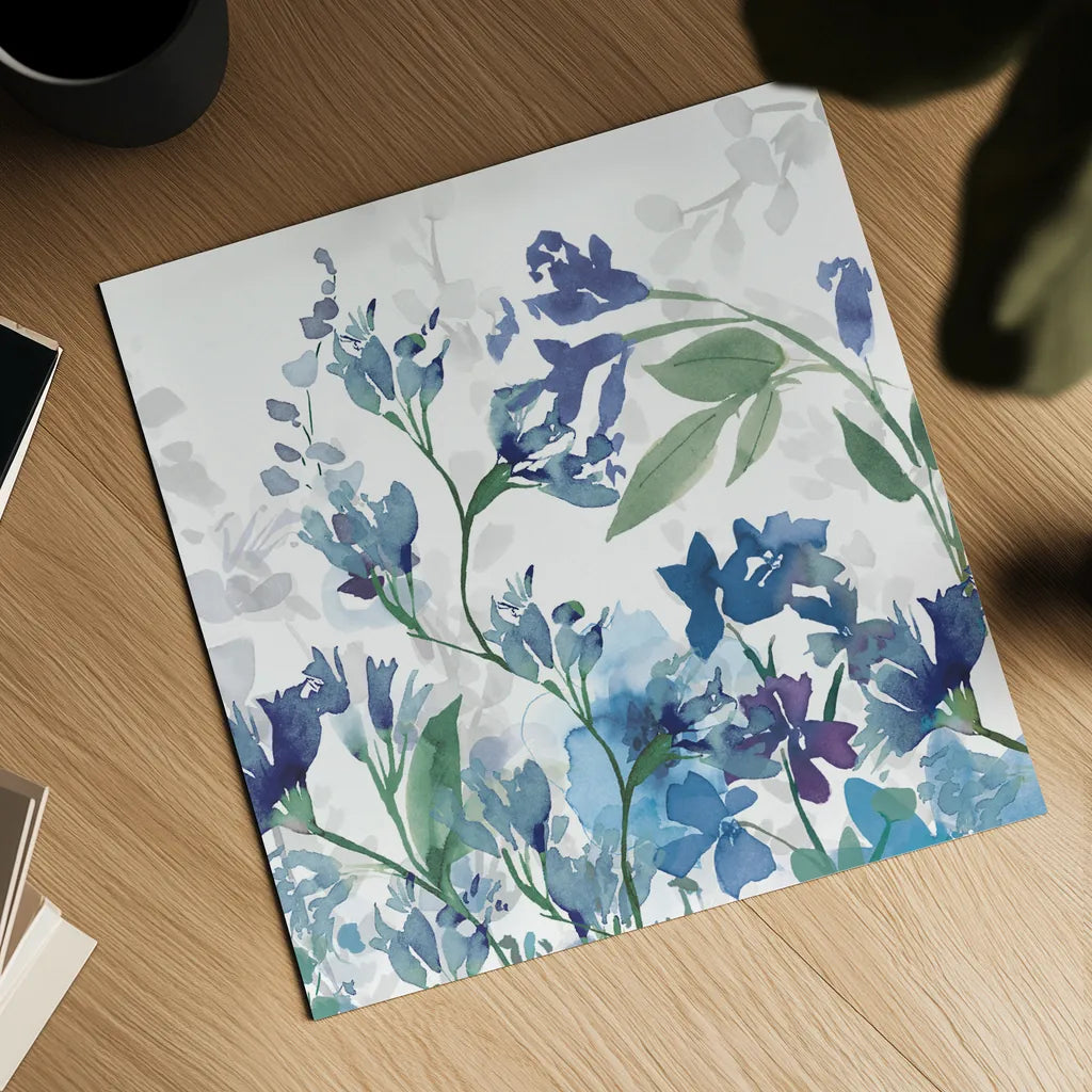 Colors of the Garden III Cool Shadows by Wild Apple Portfolio. Shown as a detailed flat fine art print, highlighting archival giclee quality. Available as an archival giclee rolled canvas, fine art paper, or poster print. SKU 36010a.