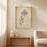 Conversations on  Botany 06 by Wild Apple Portfolio. shown as wall art above a bench in a living room. Available as an archival giclee rolled canvas, fine art paper, or poster print. SKU 39019h.