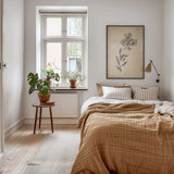 Conversations on  Botany 06 by Wild Apple Portfolio. shown as wall art in a loft apartment bedroom or dorm room. Available as an archival giclee rolled canvas, fine art paper, or poster print. SKU 39019h.