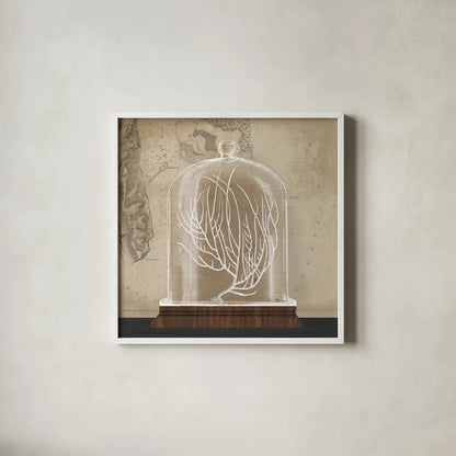 Coral Cloche II by Wild Apple Portfolio. Shown in a crisp white glass frame for a clean and minimalist style. Available as an archival giclee rolled canvas, fine art paper, or poster print. SKU 74498a.