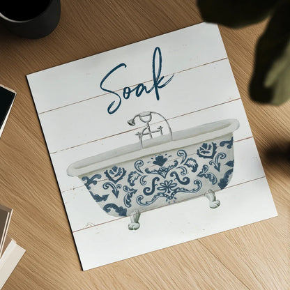 Cottage Bath II by Wild Apple Portfolio. Shown as a detailed flat fine art print, highlighting archival giclee quality. Available as an archival giclee rolled canvas, fine art paper, or poster print. SKU 62972a.