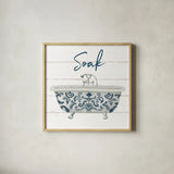 Cottage Bath II by Wild Apple Portfolio. Shown in a natural wood glass frame for a timeless modern aesthetic. Available as an archival giclee rolled canvas, fine art paper, or poster print. SKU 62972a.