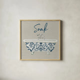 Cottage Bath II Gray by Wild Apple Portfolio. Shown in a natural wood glass frame for a timeless modern aesthetic. Available as an archival giclee rolled canvas, fine art paper, or poster print. SKU 63057a.