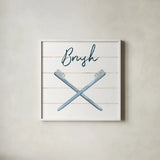 Cottage Bath III by Wild Apple Portfolio. Shown in a crisp white glass frame for a clean and minimalist style. Available as an archival giclee rolled canvas, fine art paper, or poster print. SKU 62973a.