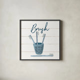 Cottage Bath IV by Wild Apple Portfolio. Shown in a sleek black glass frame for a contemporary gallery look. Available as an archival giclee rolled canvas, fine art paper, or poster print. SKU 64941a.