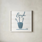 Cottage Bath IV by Wild Apple Portfolio. Shown in a crisp white glass frame for a clean and minimalist style. Available as an archival giclee rolled canvas, fine art paper, or poster print. SKU 64941a.